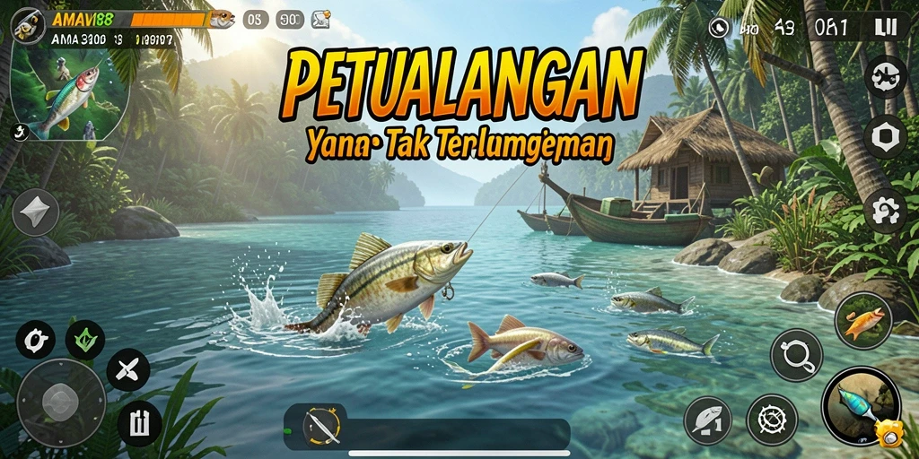 Gameplay menarik AMAVI88 saat menangkap ikan di lautan.