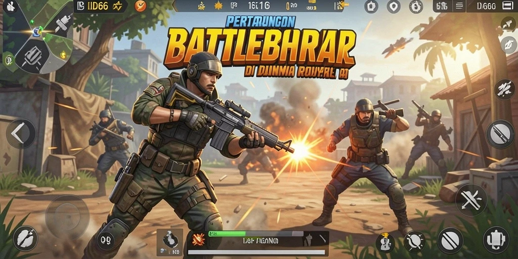 Screenshot ID66 menampilkan aksi mendebarkan dalam pertarungan Battle Royale.