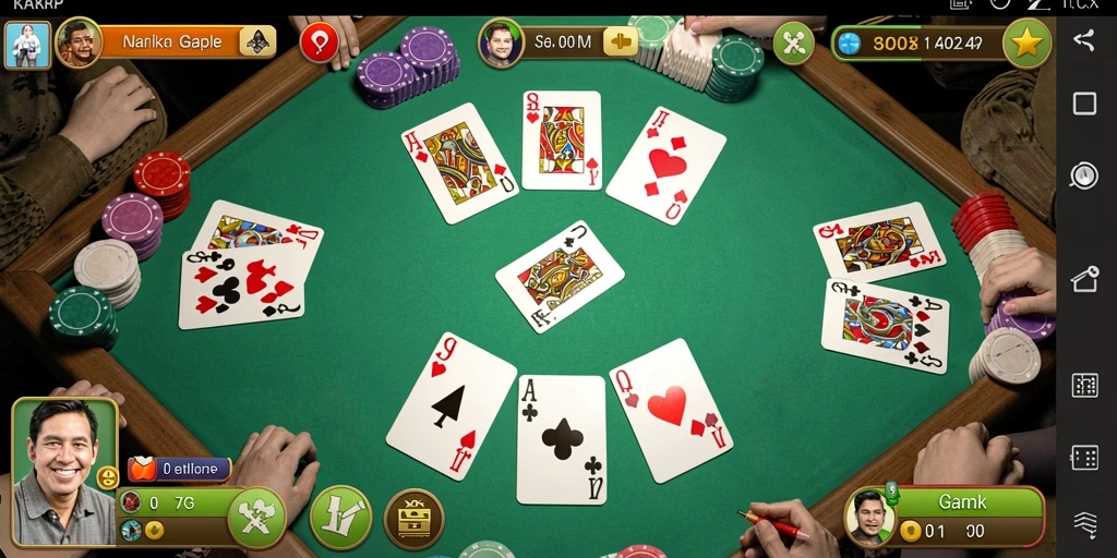 Tampilan gameplay Gaple yang seru dan interaktif di KAKRP.