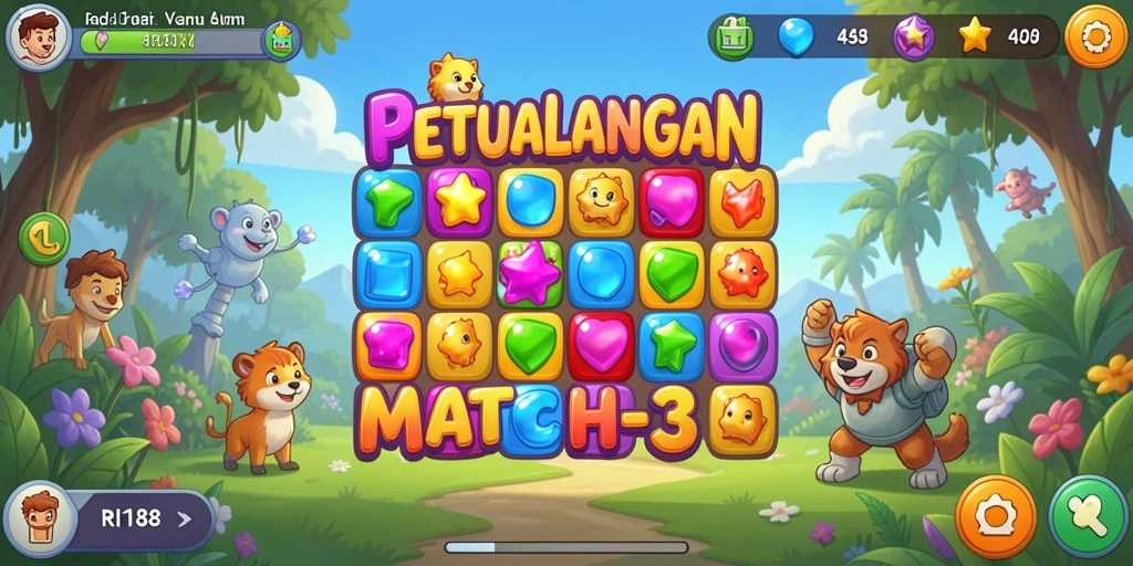 Tampilan gameplay seru dari RI188 yang penuh warna dan tantangan.