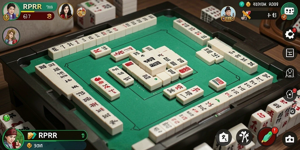 Screenshot gameplay RPRR yang menampilkan aksi Mahjong yang mendebarkan.