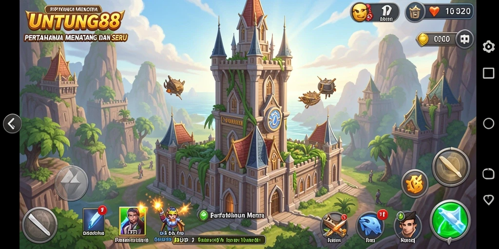 Tampilan gameplay UNTUNG88 yang menampilkan menara mempertahankan wilayah.