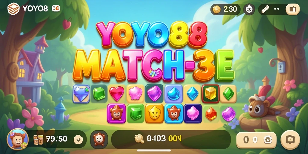 Tampilan gameplay seru dari game Match-3 yang menantang.